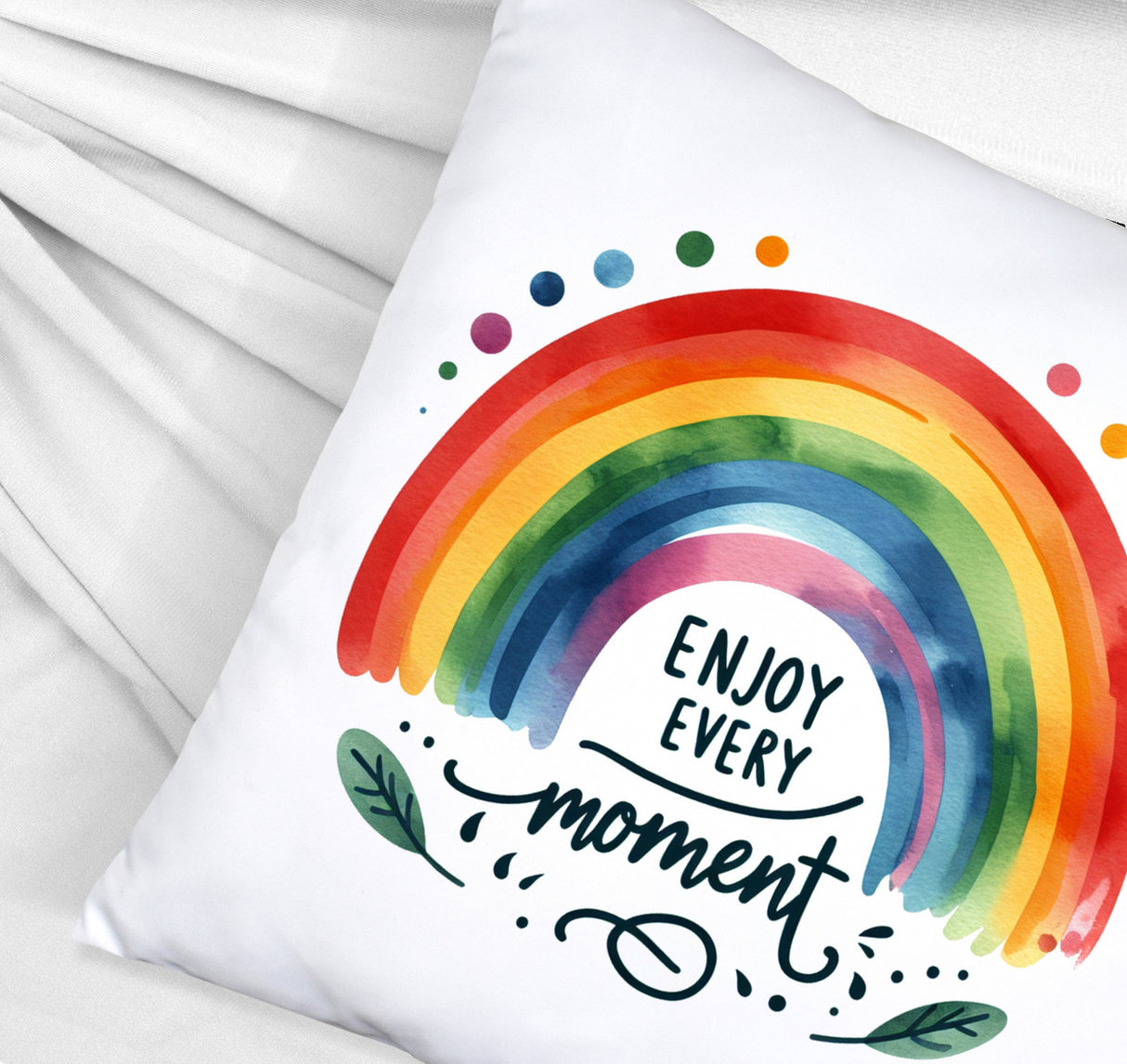 Regenbogen Kissen mit Spruch Enjoy every moment