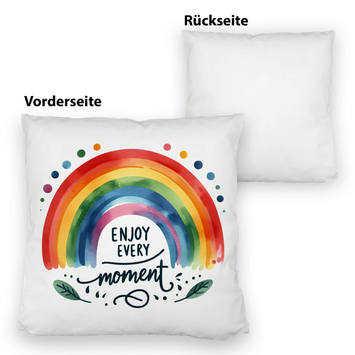 Regenbogen Kissen mit Spruch Enjoy every moment