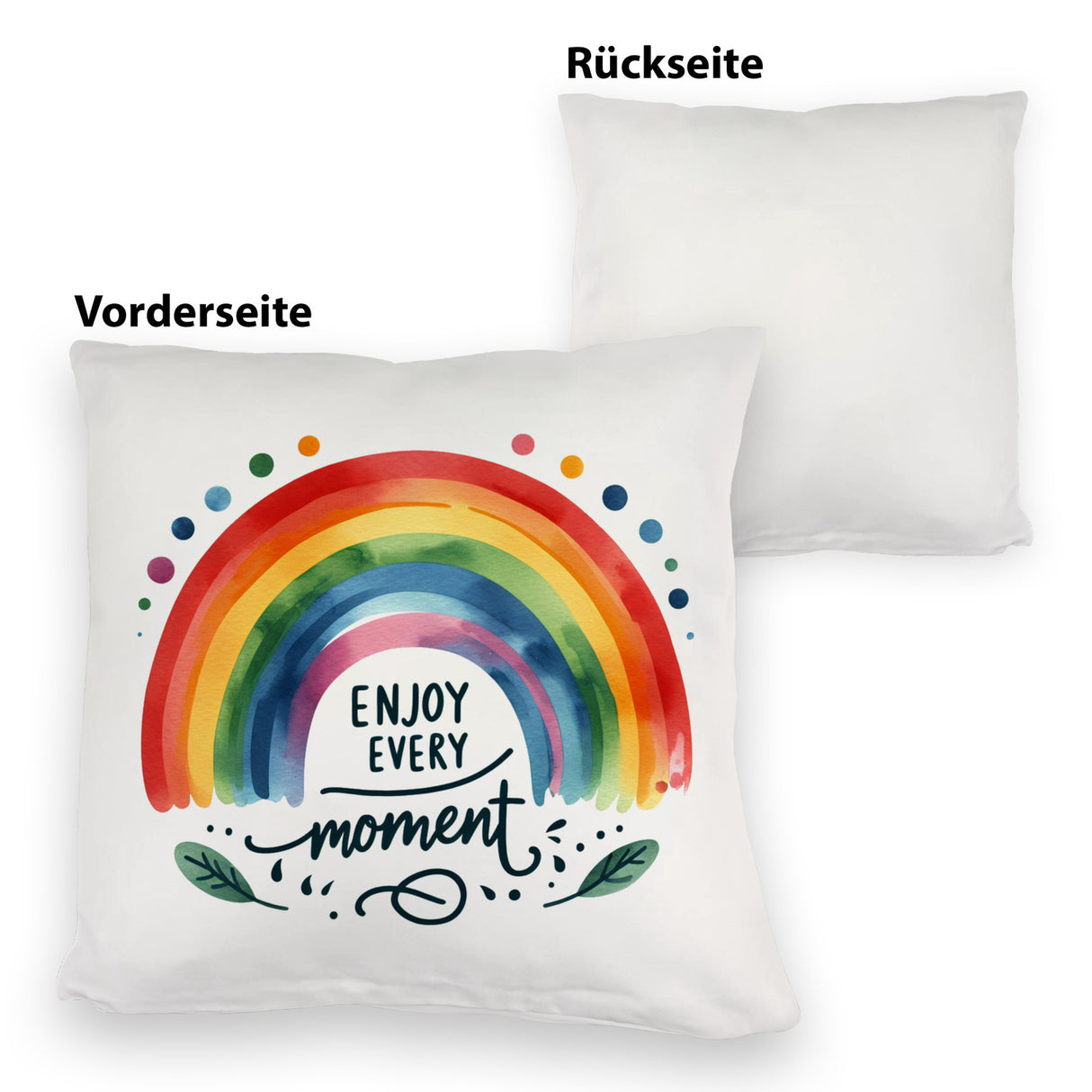 Regenbogen Kissen mit Spruch Enjoy every moment