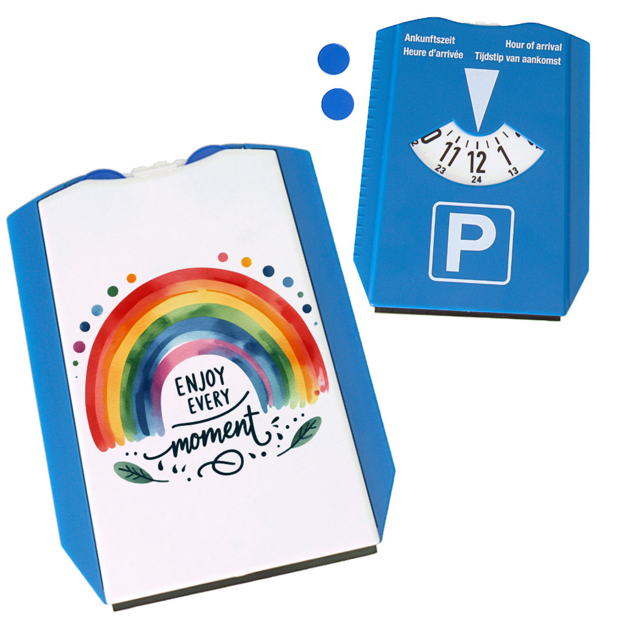 Regenbogen Parkscheibe mit Spruch Enjoy every moment