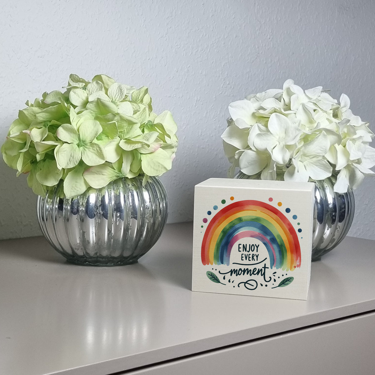 Regenbogen Spardose mit Spruch Enjoy every moment