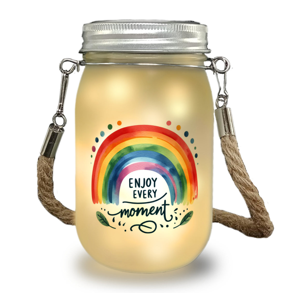 Regenbogen Solarlicht mit Spruch Enjoy every moment