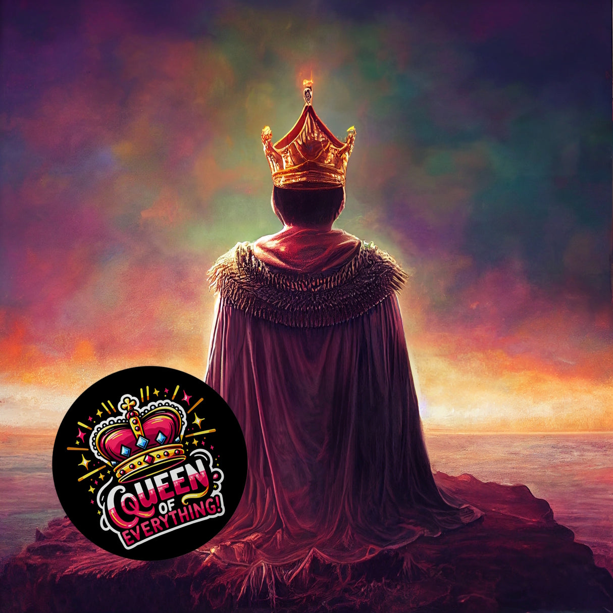 Krone einer Königin Magnet rund mit Spruch Queen of everything
