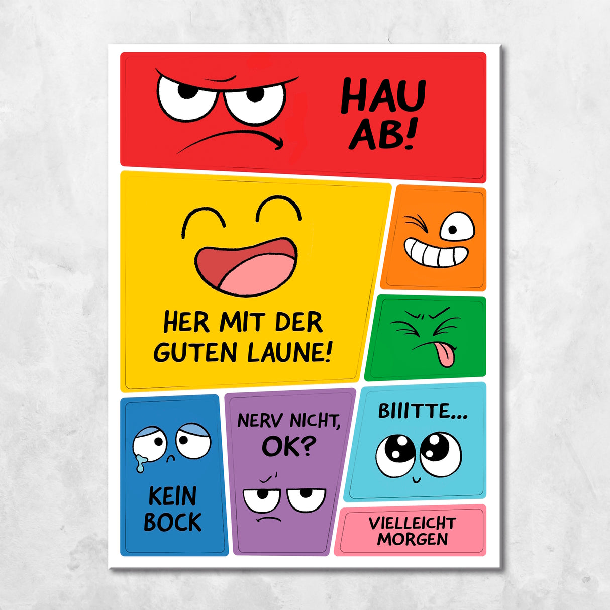 Emotionen Magnet Set mit Sprüchen Her mit der guten Laune