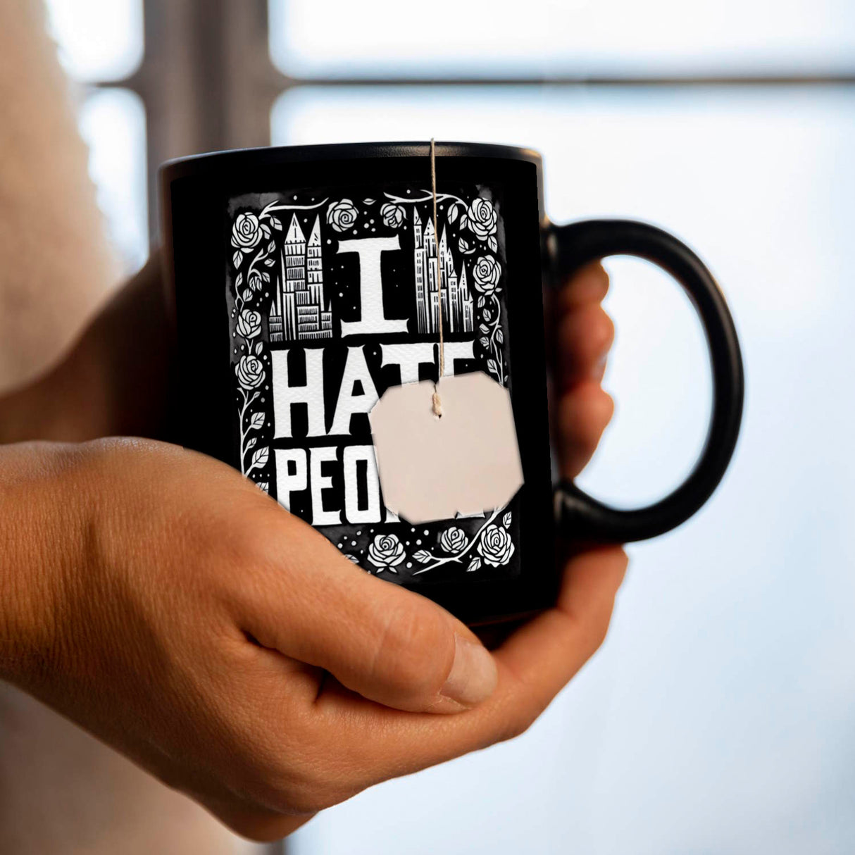 I hate People Tasse in Schwarz
