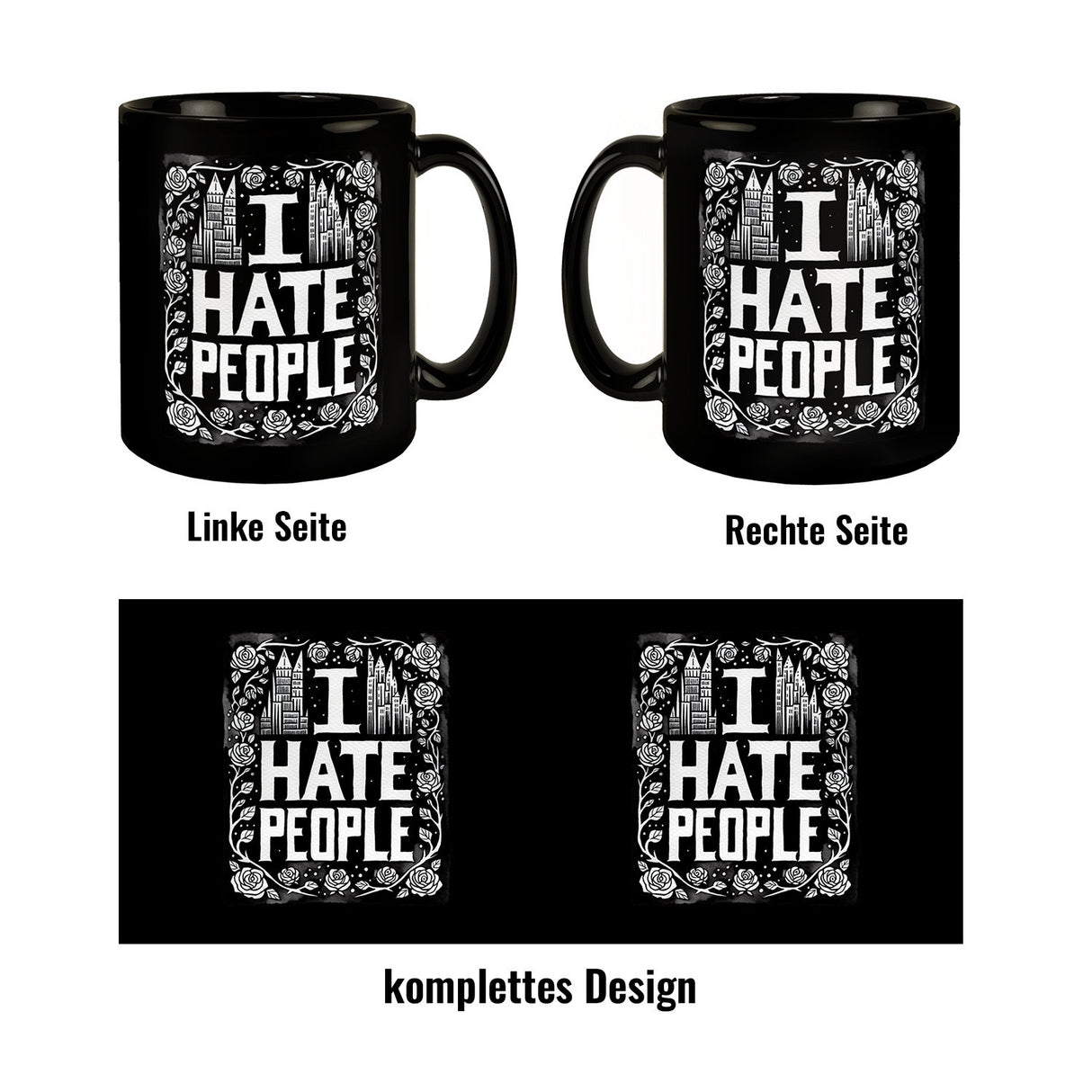I hate People Tasse in Schwarz