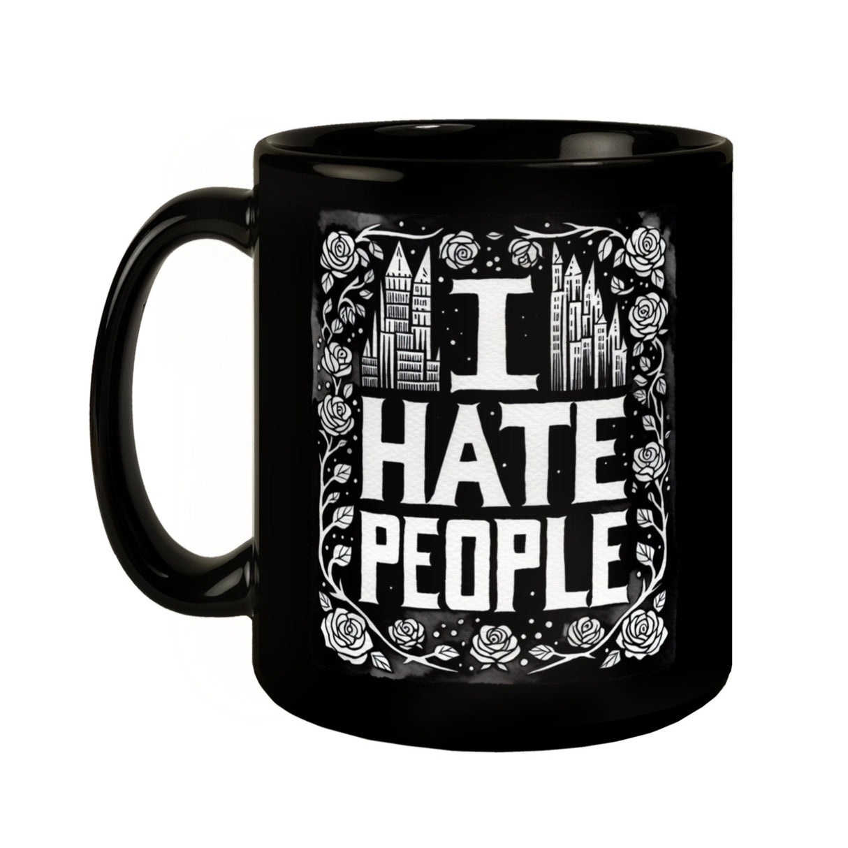 I hate People Tasse in Schwarz