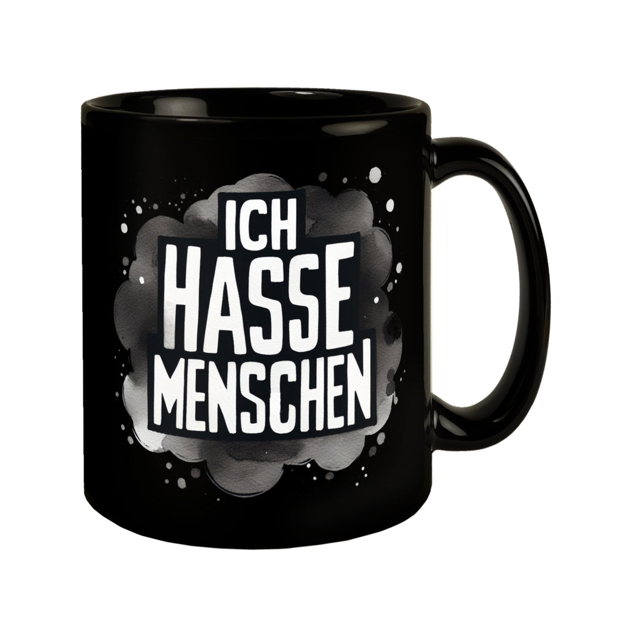 Ich hasse Menschen Tasse in Schwarz
