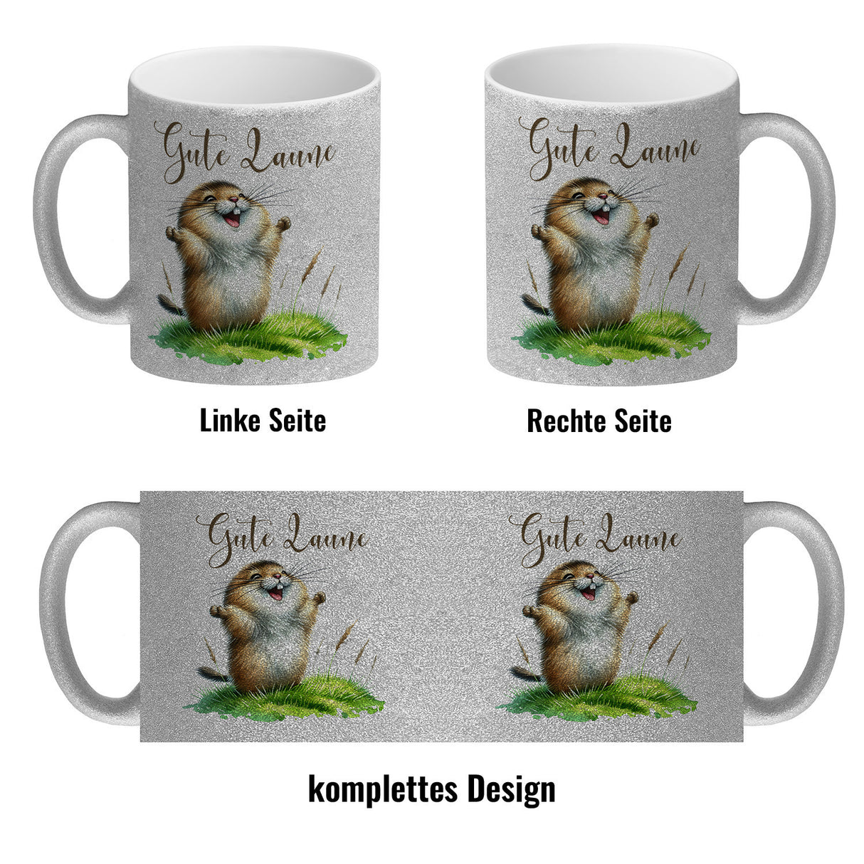 jubelnder Lemming Kaffeebecher mit Spruch Gute Laune