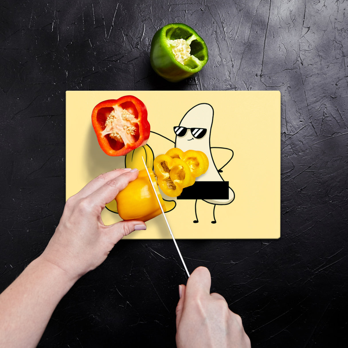 Nackte Banane Schneidebrett aus Glas Glas