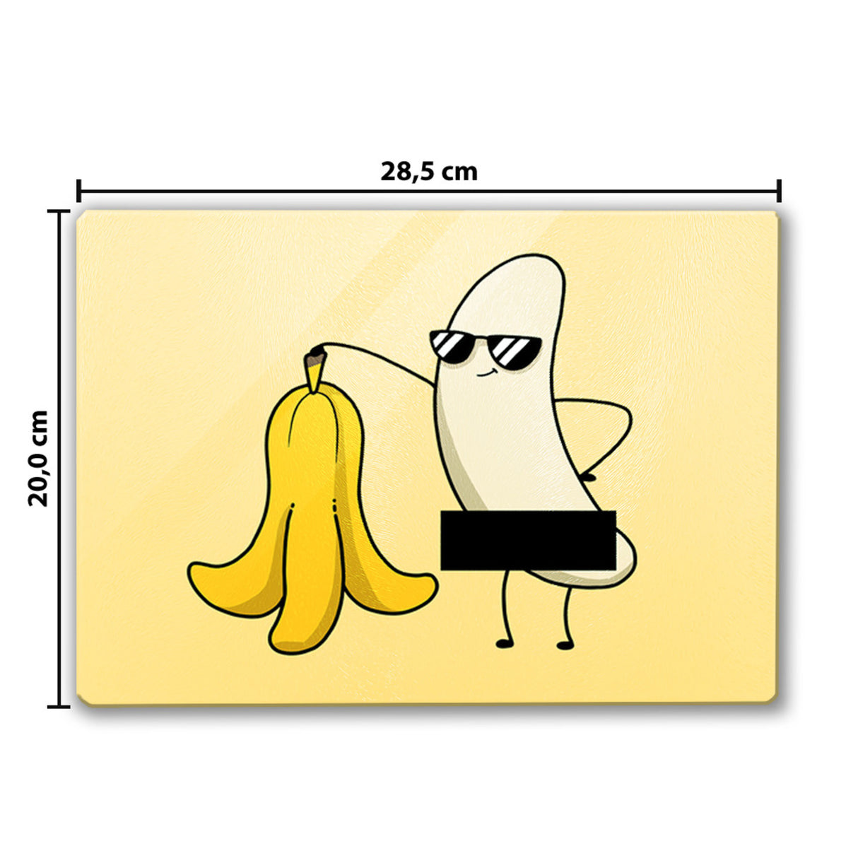 Nackte Banane Schneidebrett aus Glas Glas