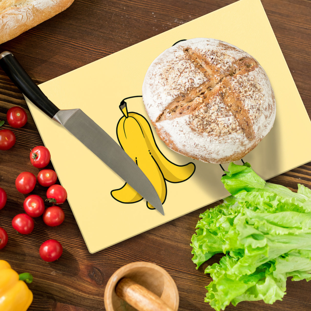 Nackte Banane Schneidebrett aus Glas Glas