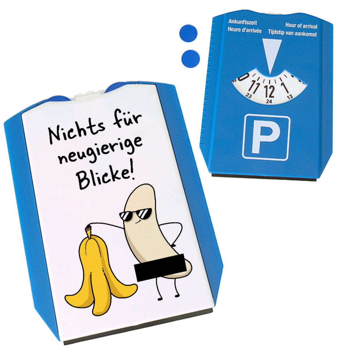 Nackte Banane Parkscheibe mit Spruch Nichts für neugierige Blicke