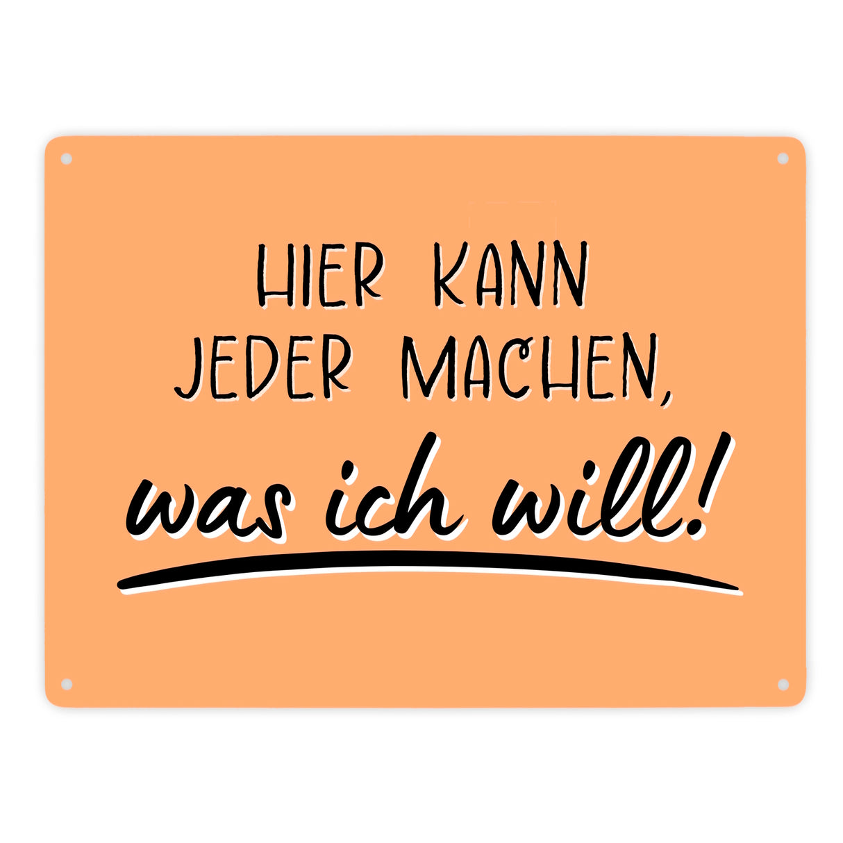 Meine Regeln Metallschild in 15x20 cm mit Spruch Hier kann jeder machen, was ich will