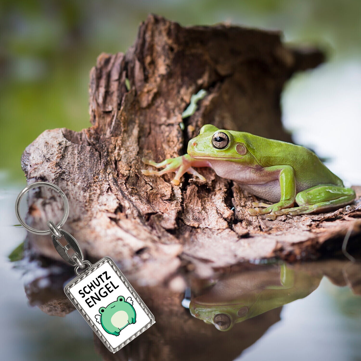 Frosch Schlüsselanhänger mit Spruch Schutzengel