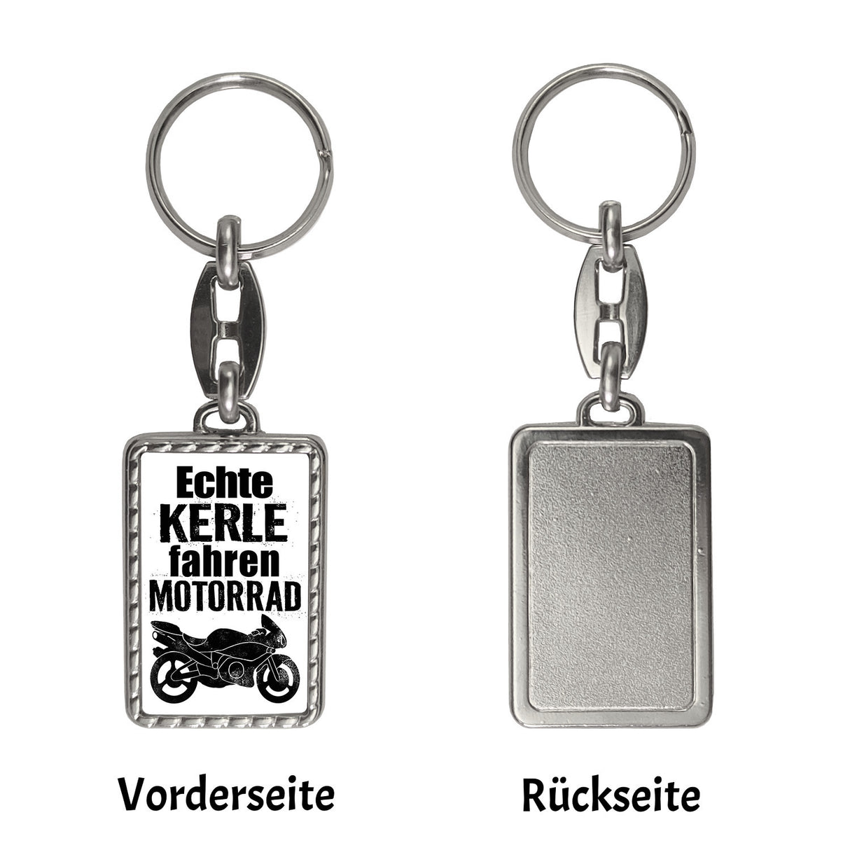 Motorrad Schlüsselanhänger mit Spruch Echte Kerle fahren Motorrad