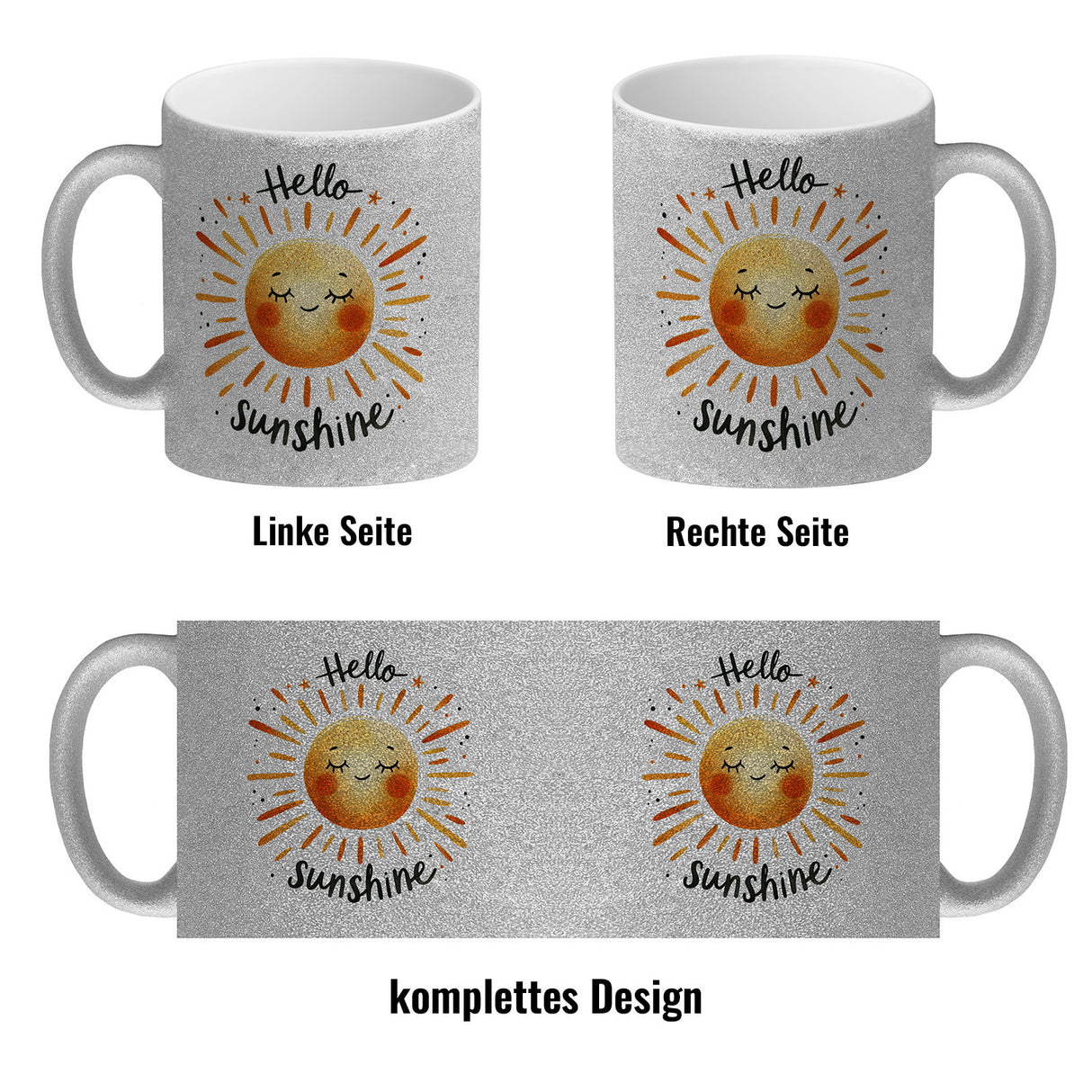 Sonne Freundschaft Kaffeebecher mit Spruch Hello sunshine