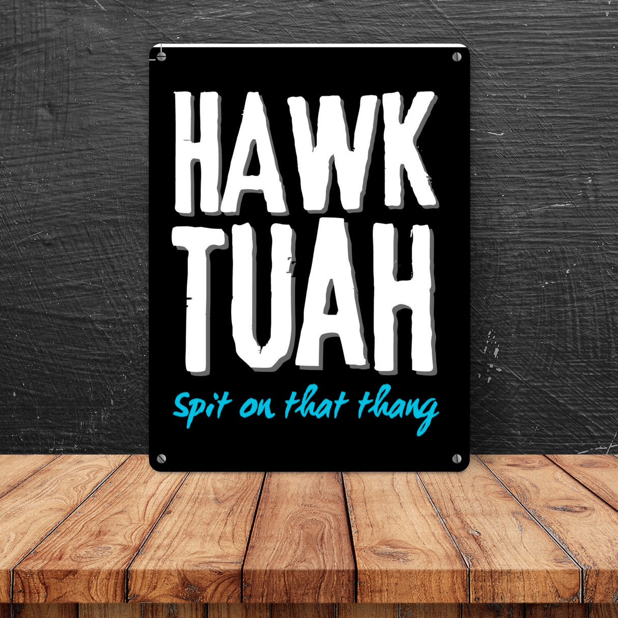 Hawk Tuah Metallschild in 15x20 cm mit Spruch Spit on that thang