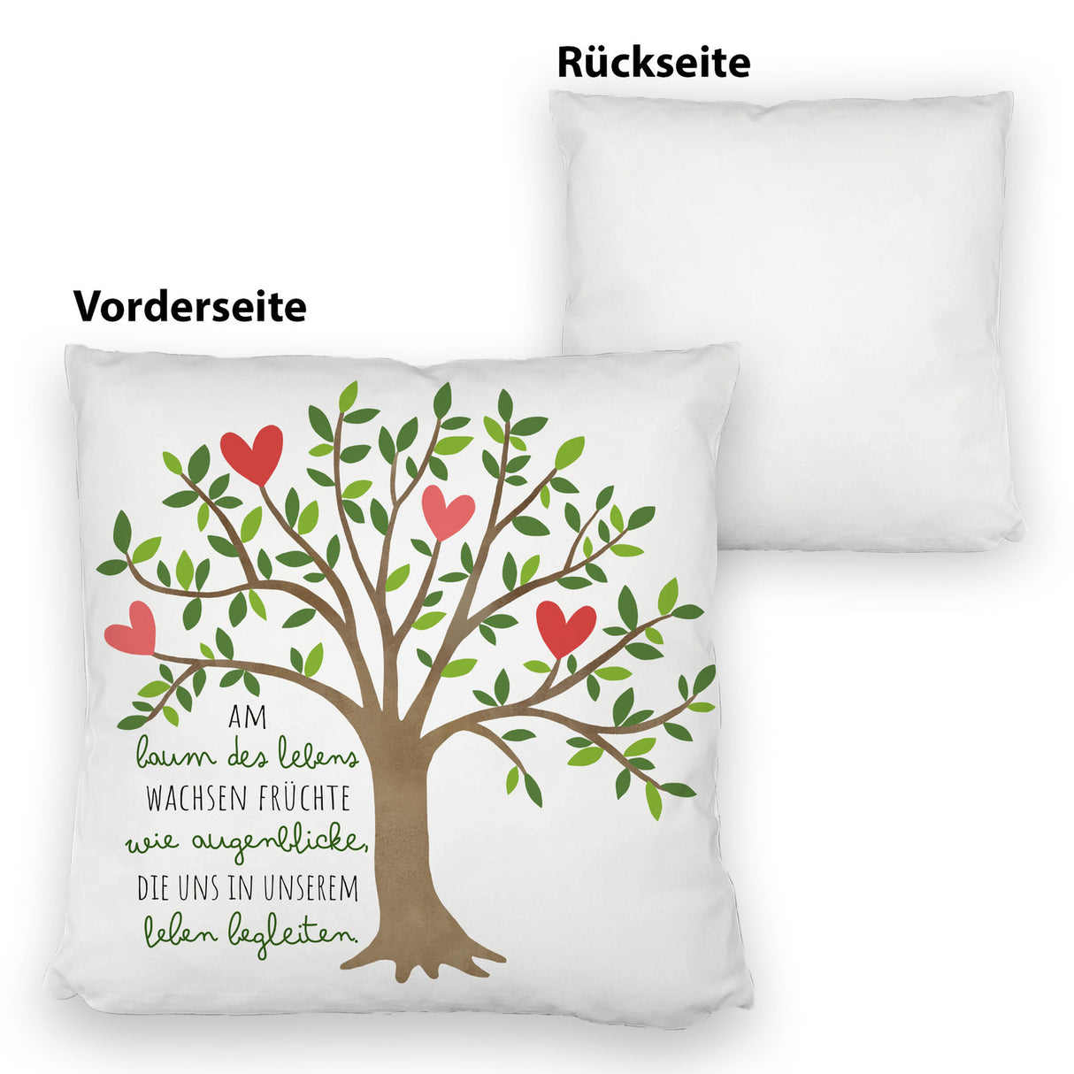 Lebensbaum Kissen mit Spruch Am Baum des Lebens wachsen Augenblicke