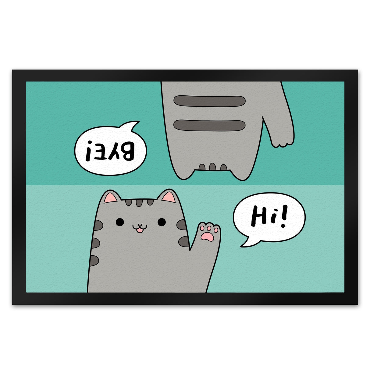 Katze kawaii Fußmatte in 35x50 cm mit Spruch Hi - Bye