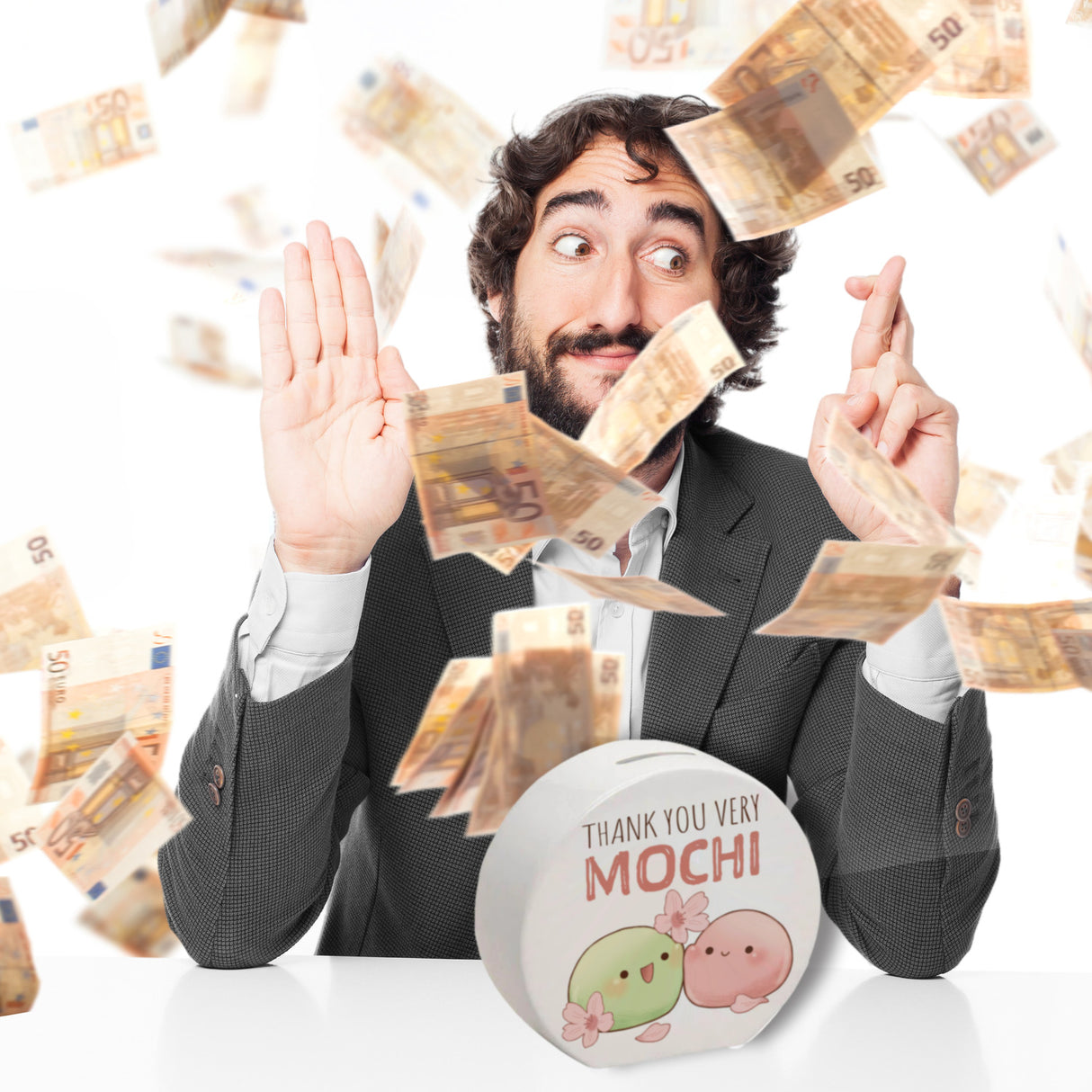 Mochi Spardose mit Spruch Thank you very Mochi
