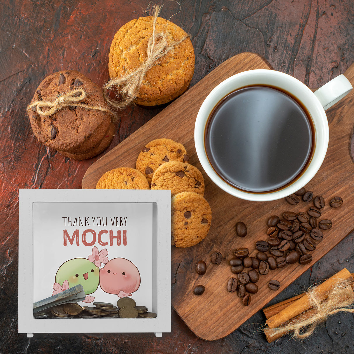 Mochi Spardose mit Spruch Thank you very Mochi