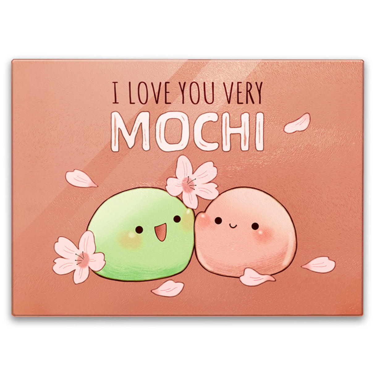 Mochi Paar Schneidebrett aus Glas Glas mit Spruch I love you very Mochi