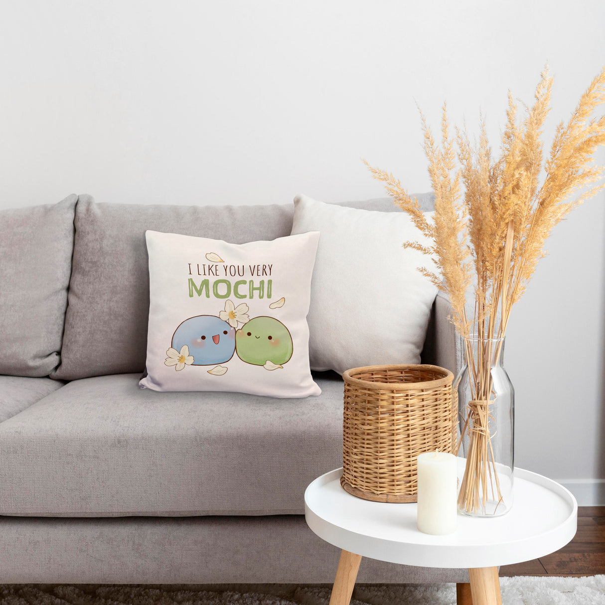 Mochi Freunde Kissen mit Spruch I like you very Mochi