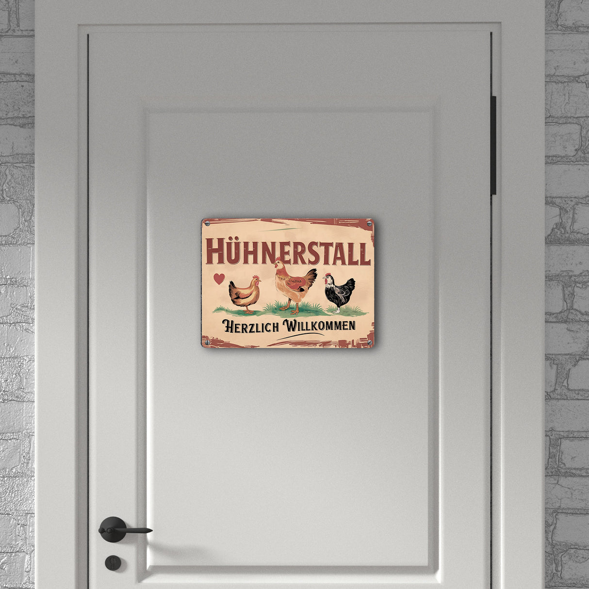 Herzlich Willkommen im Hühnerstall Vintage Metallschild in 15x20 cm
