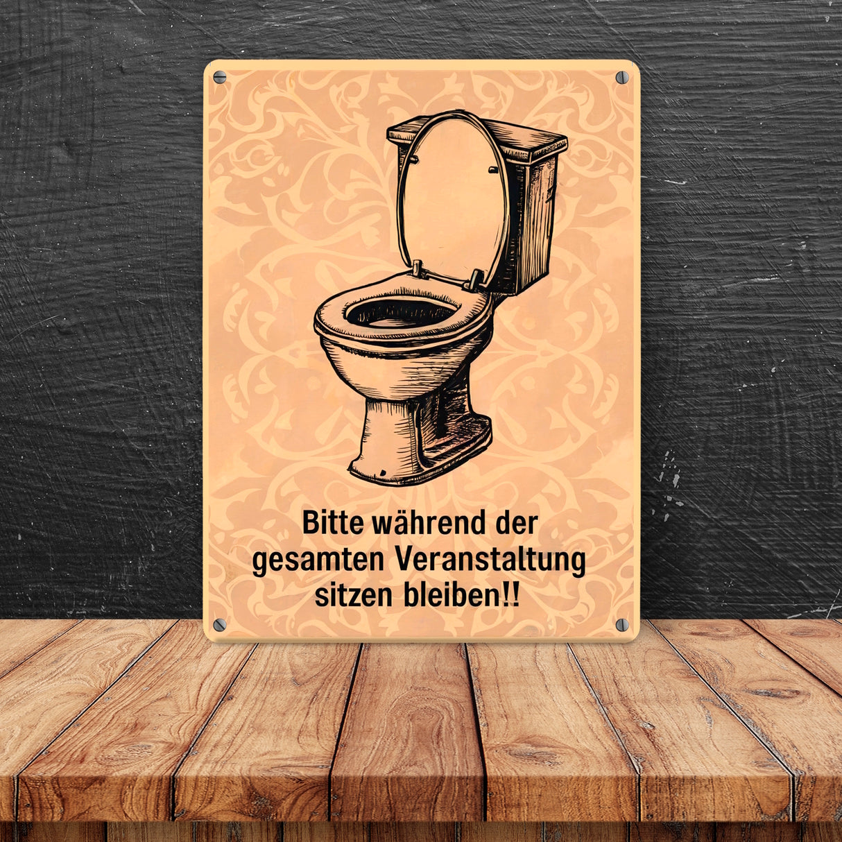 Toilettenschüssel Metallschild in 15x20 cm - Bitte sitzen bleiben