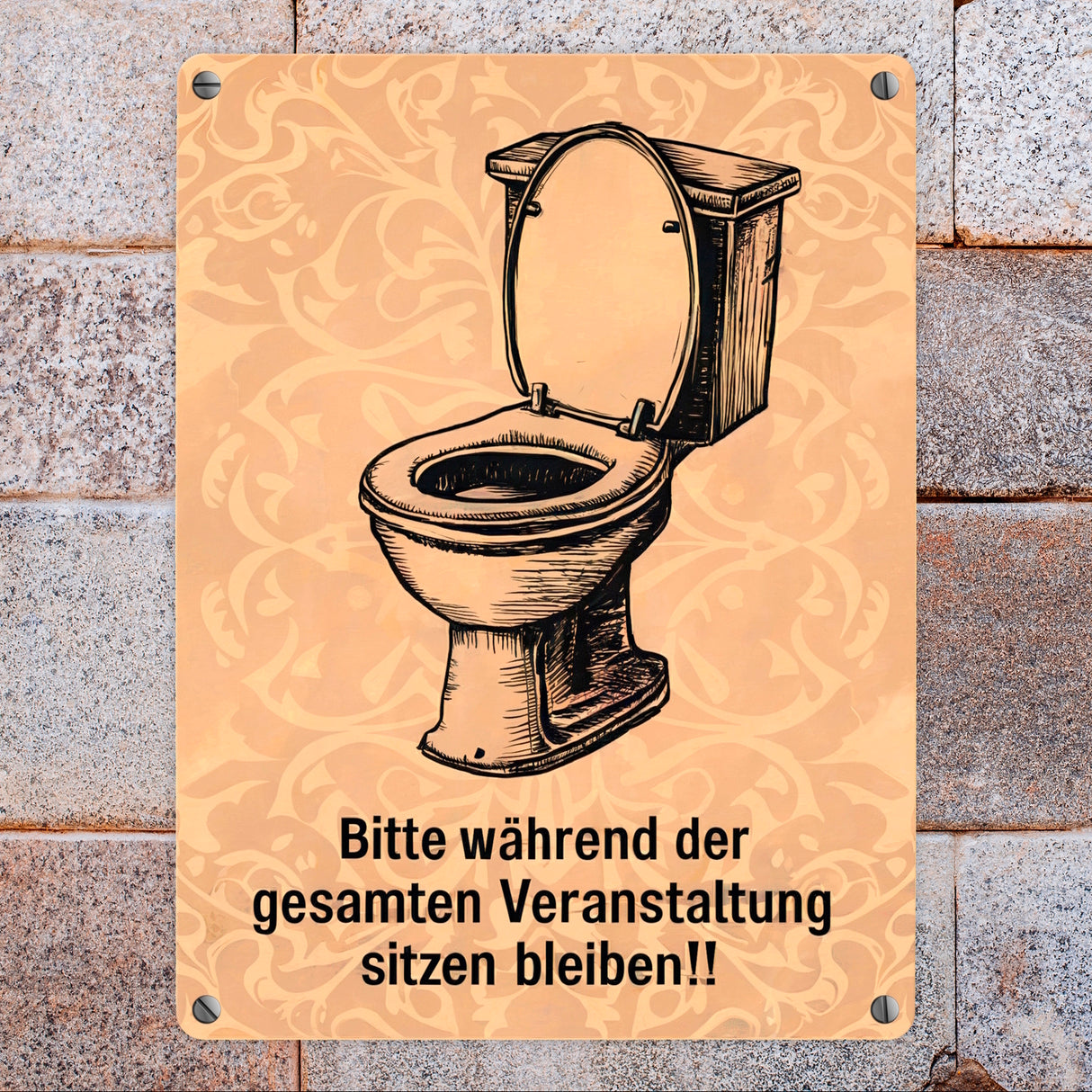 Toilettenschüssel Metallschild in 15x20 cm - Bitte sitzen bleiben