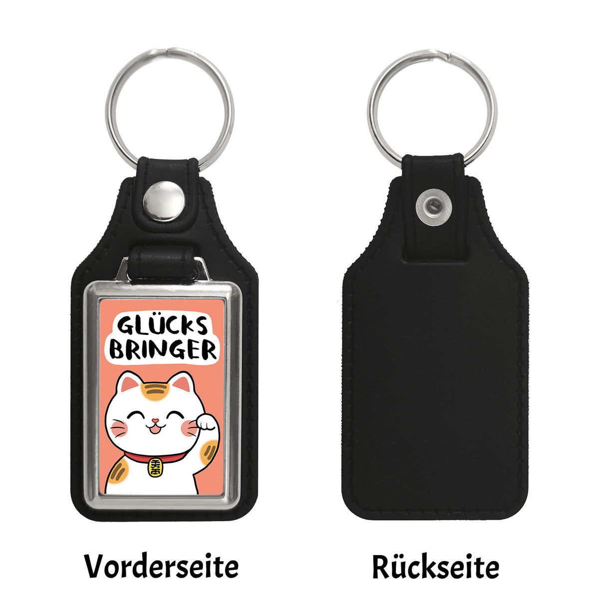 Winkekatze Schlüsselanhänger mit Spruch Glücksbringer