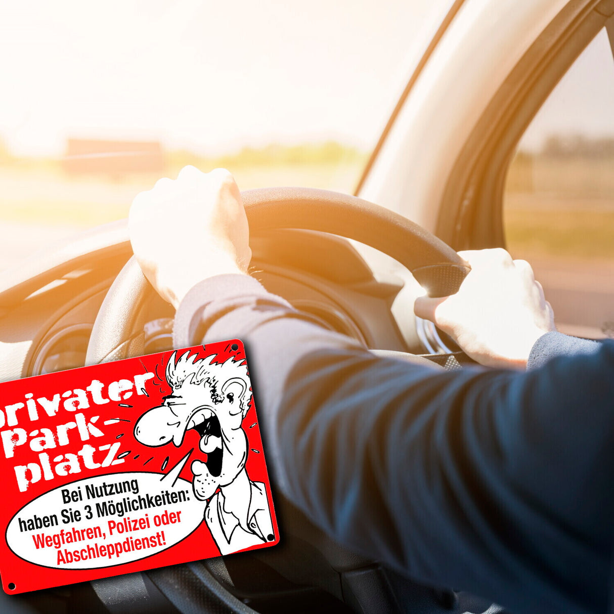 Privater Parkplatz Metallschild in 15x20 cm mit Spruch Wegfahren Polizei rufen oder Abschleppdienst