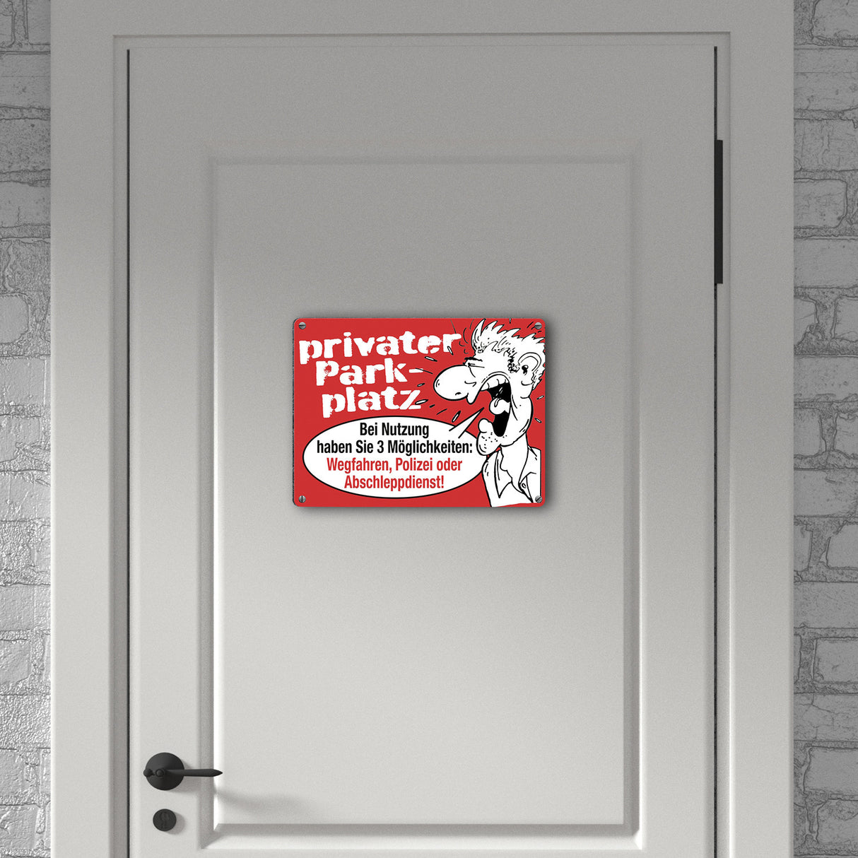 Privater Parkplatz Metallschild in 15x20 cm mit Spruch Wegfahren Polizei rufen oder Abschleppdienst