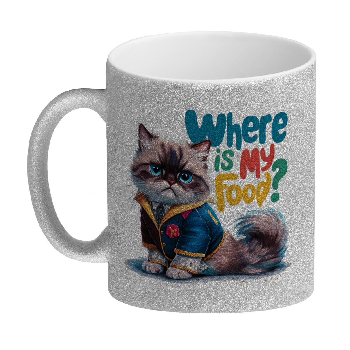 Schicke mürrische Katze Kaffeebecher - Wo ist mein Futter