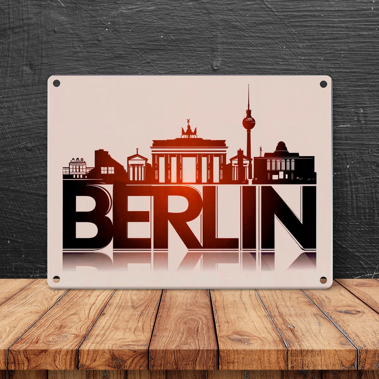 Berlin Skyline Metallschild in 15x20 cm
