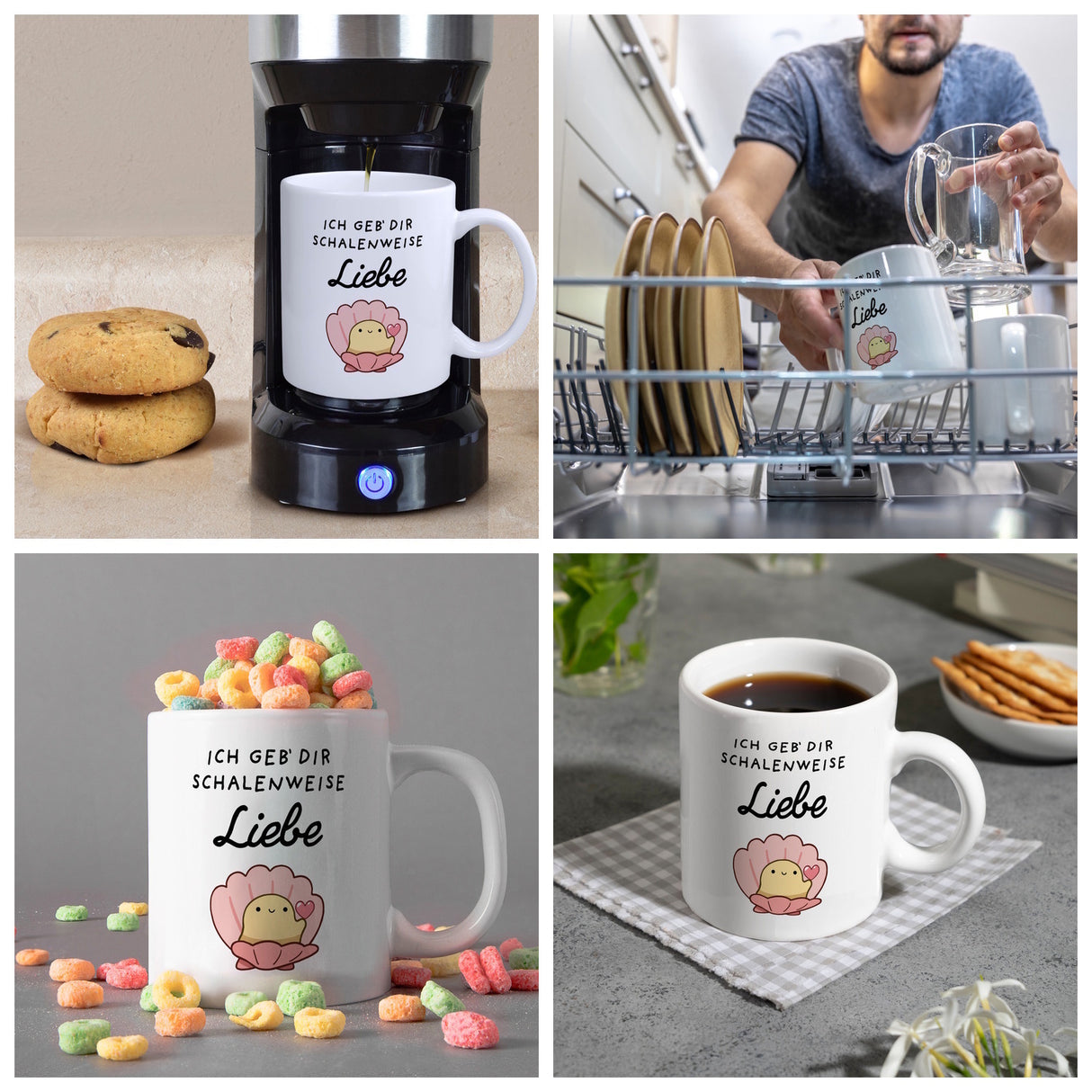 Jelly & Friends Muschel Kaffeebecher mit Spruch Ich geb‘ dir schalenweise Liebe