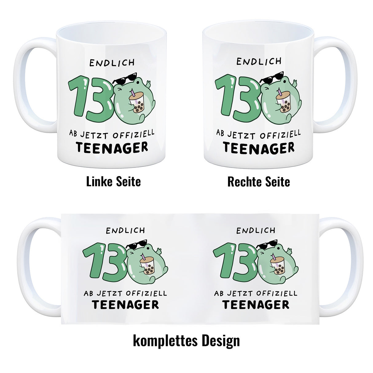 Jelly & Friends Frosch Kaffeebecher mit Spruch Endlich 13 Ab jetzt offiziell Teenager