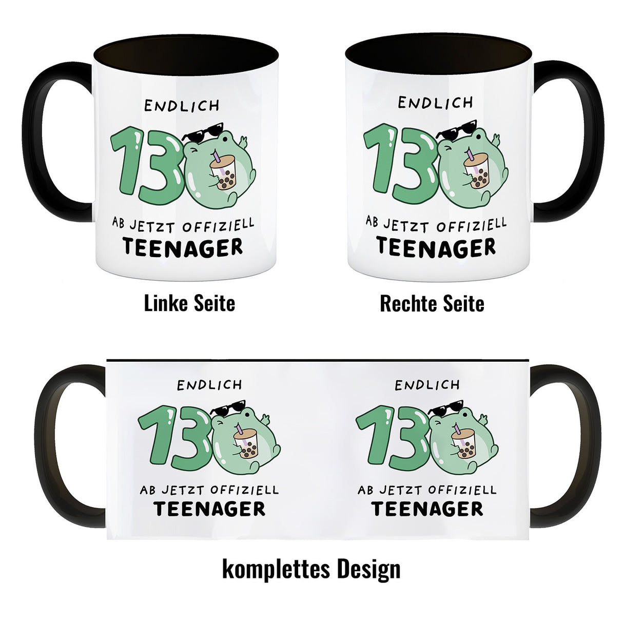Jelly & Friends Frosch Kaffeebecher mit Spruch Endlich 13 Ab jetzt offiziell Teenager