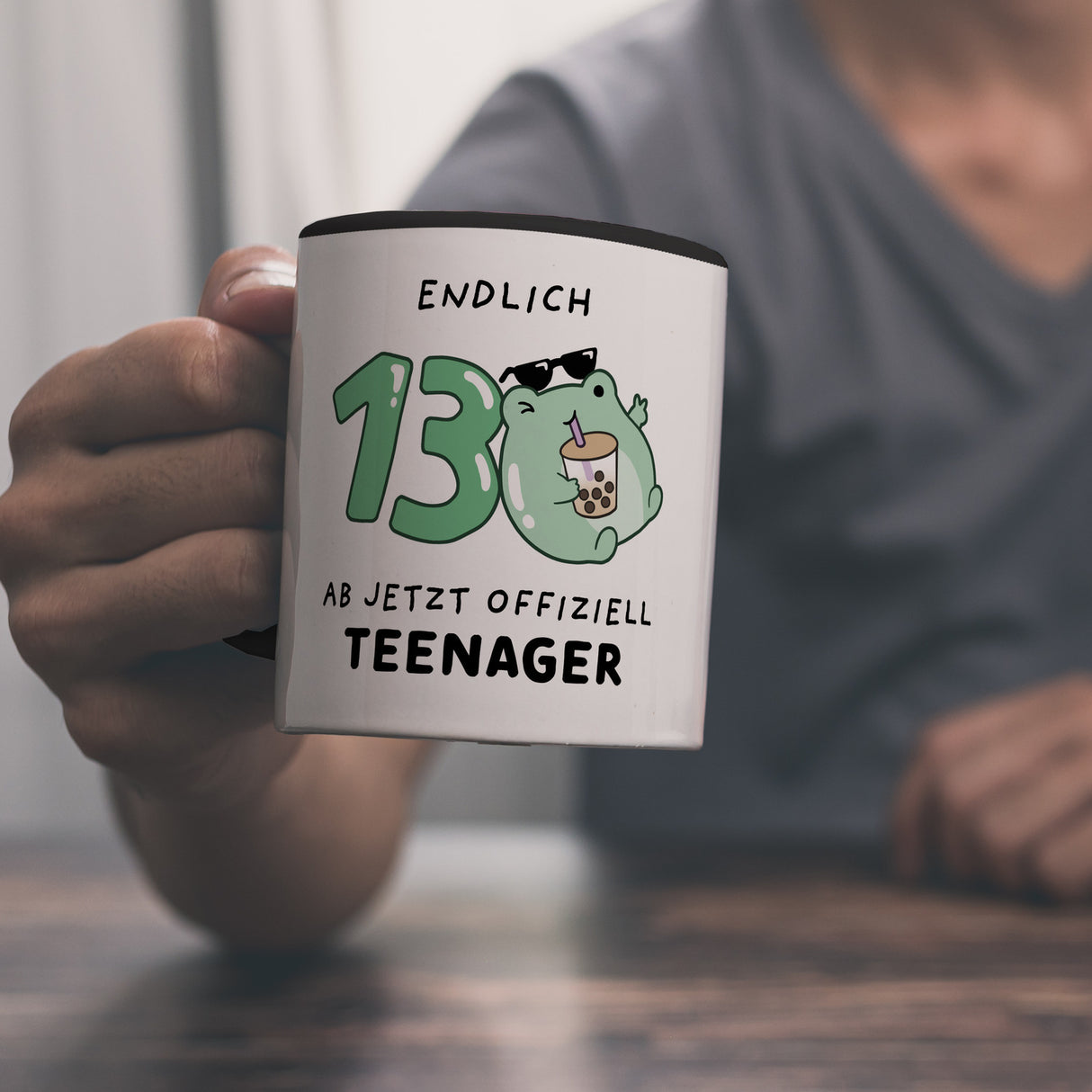 Jelly & Friends Frosch Kaffeebecher mit Spruch Endlich 13 Ab jetzt offiziell Teenager