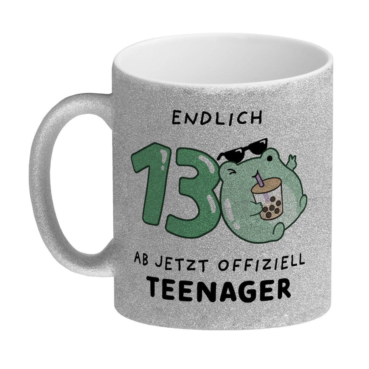 Jelly & Friends Frosch Kaffeebecher mit Spruch Endlich 13 Ab jetzt offiziell Teenager