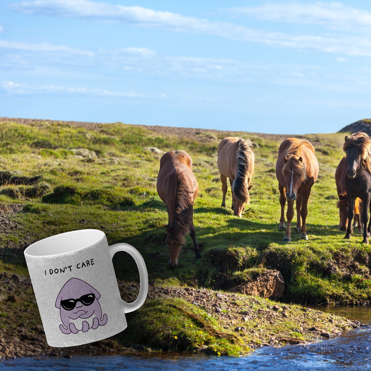 Jelly & Friends Tintenfisch Kaffeebecher mit Spruch I don‘t care