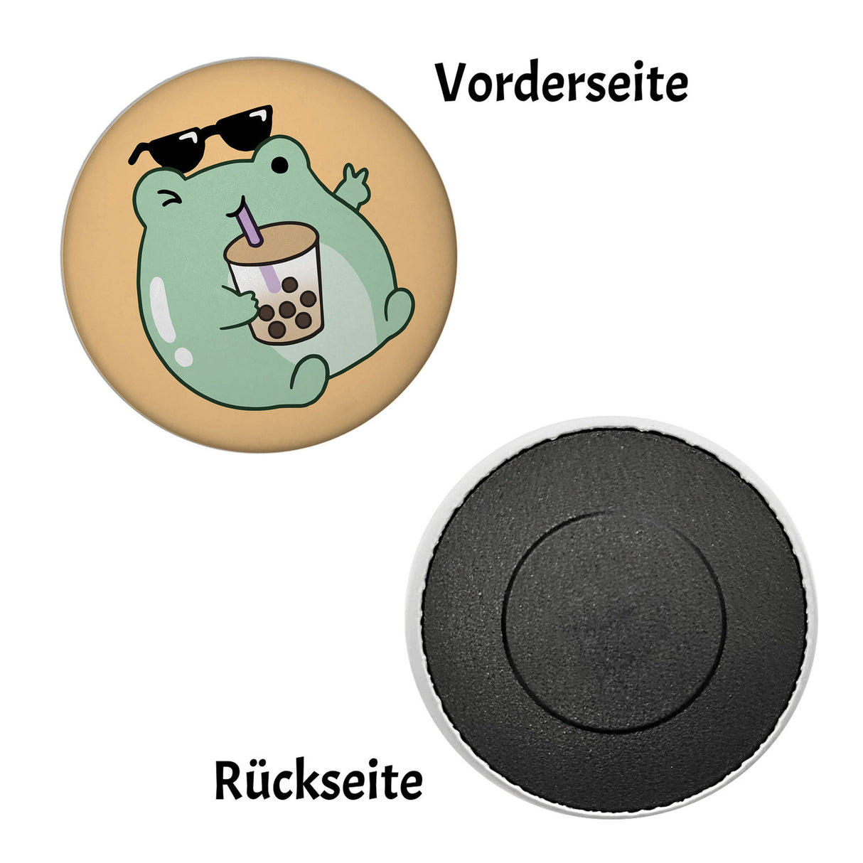 Jelly & Friends Frosch mit Bubbletea Magnet rund