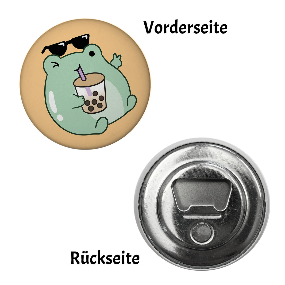 Jelly & Friends Frosch mit Bubbletea Magnet rund