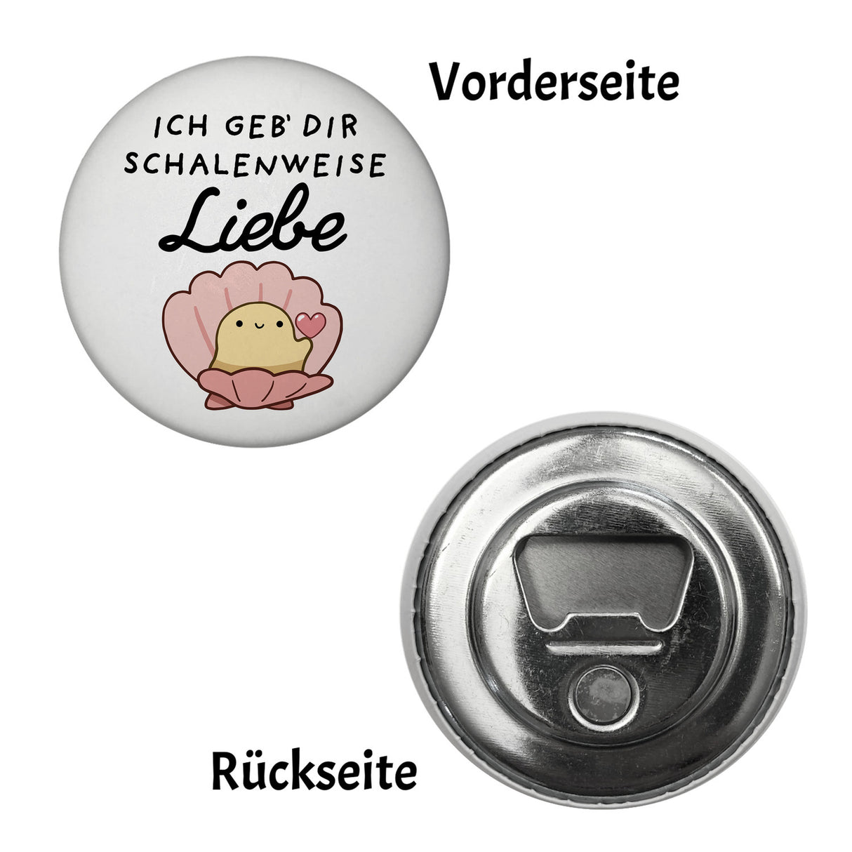 Jelly & Friends Muschel Magnet rund mit Spruch Ich geb‘ dir schalenweise Liebe