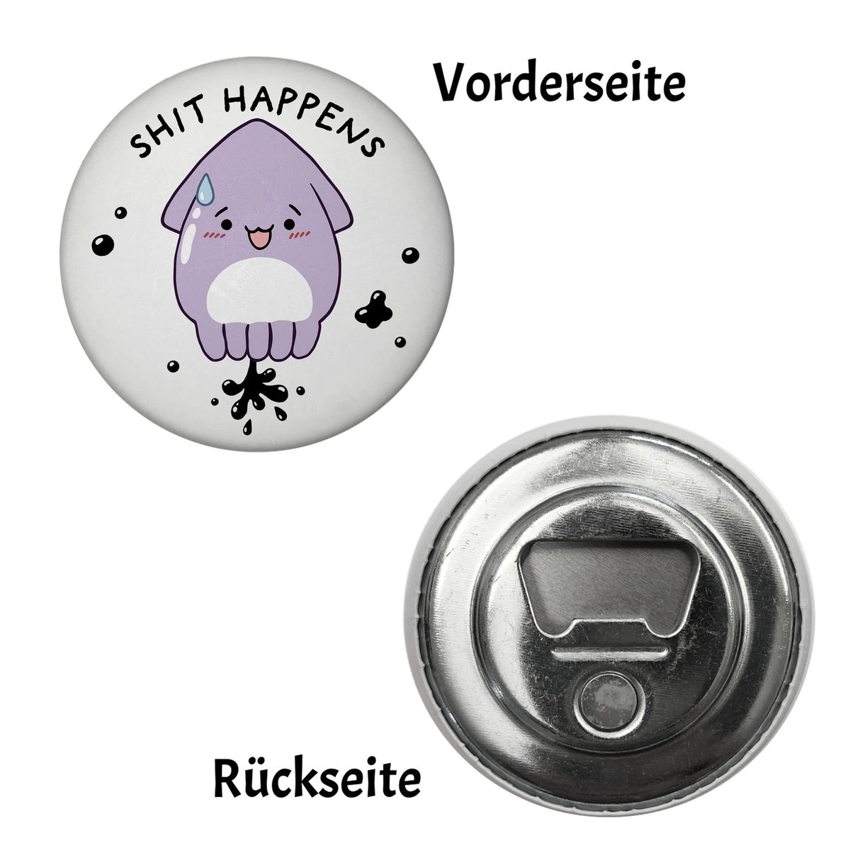 Jelly & Friends Tintenfisch Magnet rund mit Spruch Shit happens