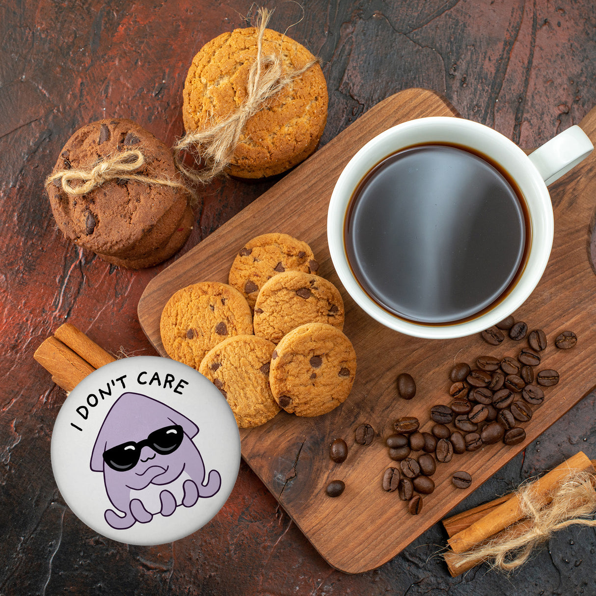Jelly & Friends Tintenfisch Magnet rund mit Spruch I don‘t care