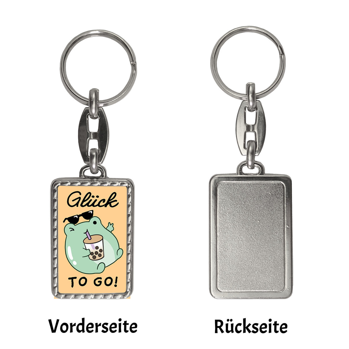 Jelly & Friends Frosch mit Bubbletea Schlüsselanhänger mit Spruch Glück To Go