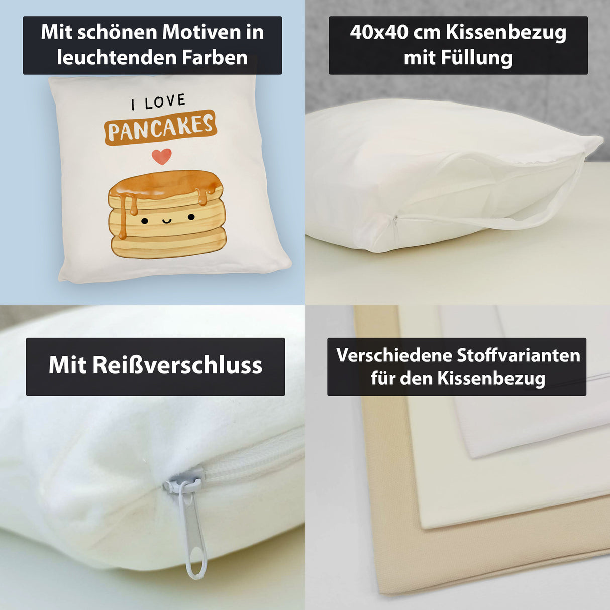 Pancake Kissen mit Spruch I love pancakes