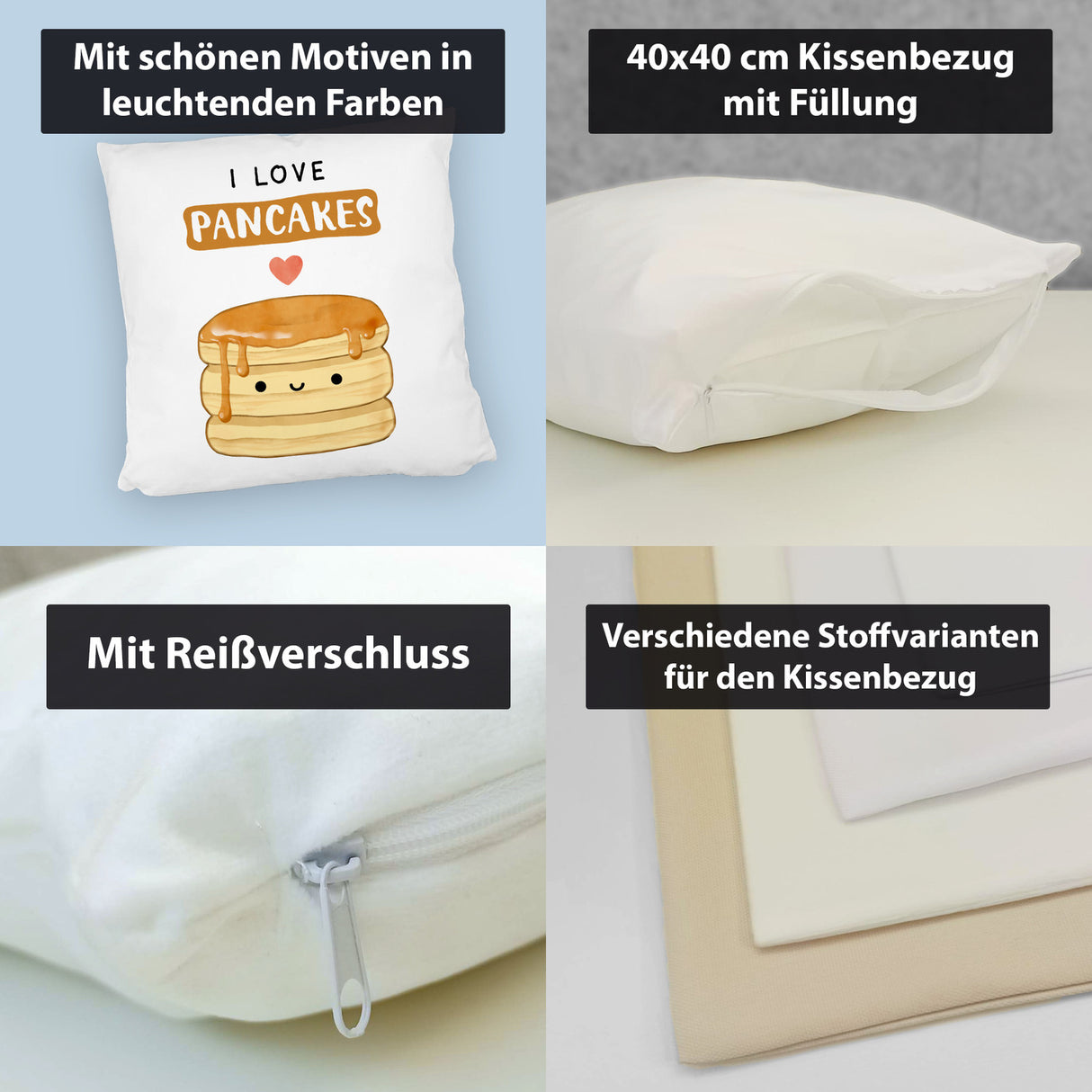 Pancake Kissen mit Spruch I love pancakes